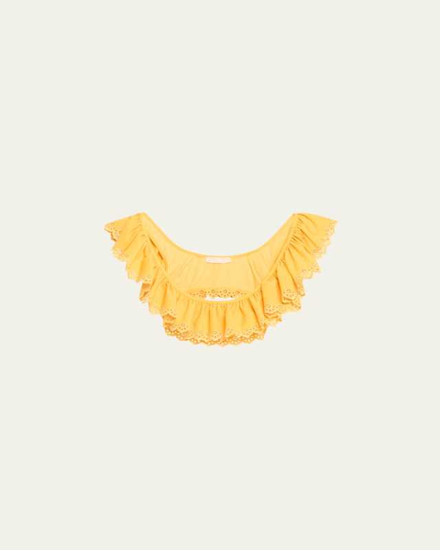 Selena Embroidered Flutter Bikini Top